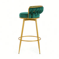 Modern Swivel Counter Height Bar Stools Set of 2 with Hand-Woven Backrest Gold Metal Legs Upholstered Low Back Kitchen Chairs Beige