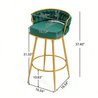 Modern Swivel Counter Height Bar Stools Set of 2 with Hand-Woven Backrest Gold Metal Legs Upholstered Low Back Kitchen Chairs Beige