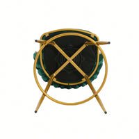 Modern Swivel Counter Height Bar Stools Set of 2 with Hand-Woven Backrest Gold Metal Legs Upholstered Low Back Kitchen Chairs Beige