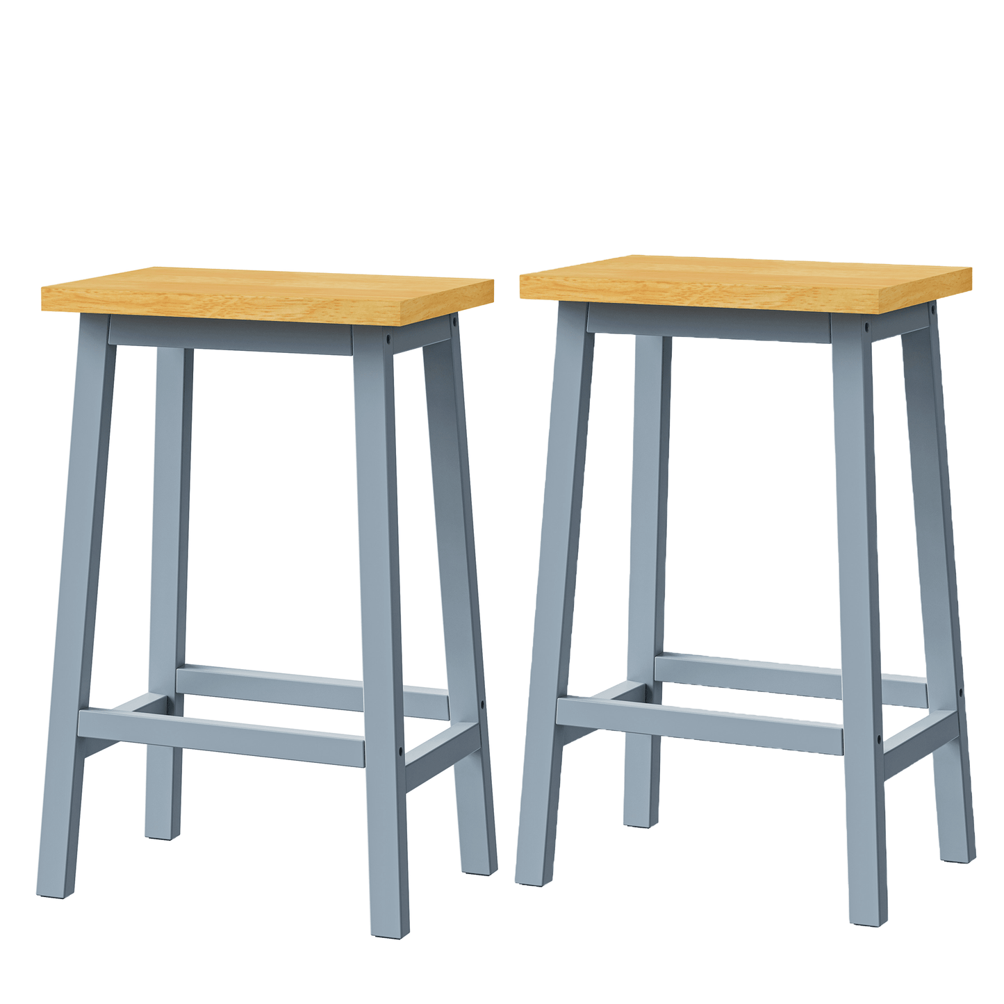 Solid Wood Bar Stools Set Of 2 25.6 Inch Tall Kitchen Counter Chairs With Footrests Farmhouse Style For Dining Room And Kitchen Black Finish