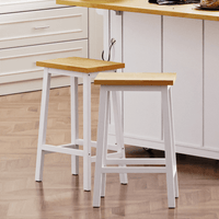 Solid Wood Bar Stools Set Of 2 25.6 Inch Tall Kitchen Counter Chairs With Footrests Farmhouse Style For Dining Room And Kitchen Black Finish