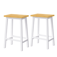 Solid Wood Bar Stools Set Of 2 25.6 Inch Tall Kitchen Counter Chairs With Footrests Farmhouse Style For Dining Room And Kitchen Black Finish