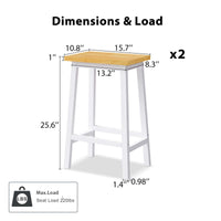 Solid Wood Bar Stools Set Of 2 25.6 Inch Tall Kitchen Counter Chairs With Footrests Farmhouse Style For Dining Room And Kitchen Black Finish