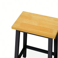 Solid Wood Bar Stools Set Of 2 25.6 Inch Tall Kitchen Counter Chairs With Footrests Farmhouse Style For Dining Room And Kitchen Black Finish