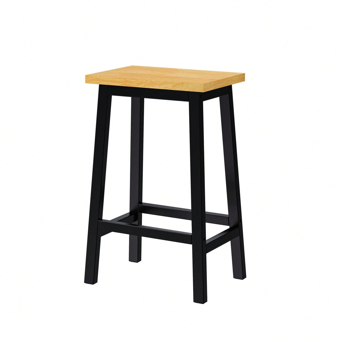 Solid Wood Bar Stools Set Of 2 25.6 Inch Tall Kitchen Counter Chairs With Footrests Farmhouse Style For Dining Room And Kitchen Black Finish