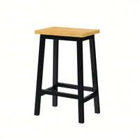 Solid Wood Bar Stools Set Of 2 25.6 Inch Tall Kitchen Counter Chairs With Footrests Farmhouse Style For Dining Room And Kitchen Black Finish