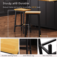 Solid Wood Bar Stools Set Of 2 25.6 Inch Tall Kitchen Counter Chairs With Footrests Farmhouse Style For Dining Room And Kitchen Black Finish