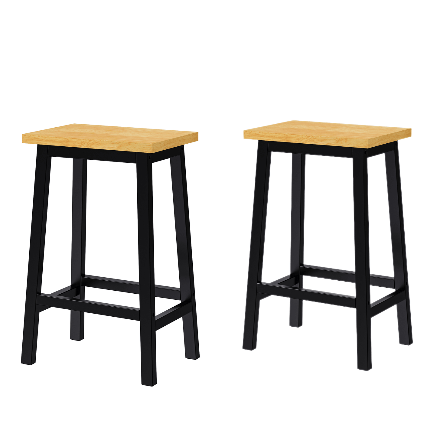 Solid Wood Bar Stools Set Of 2 25.6 Inch Tall Kitchen Counter Chairs With Footrests Farmhouse Style For Dining Room And Kitchen Black Finish