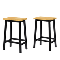 Solid Wood Bar Stools Set Of 2 25.6 Inch Tall Kitchen Counter Chairs With Footrests Farmhouse Style For Dining Room And Kitchen Black Finish