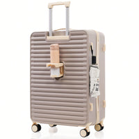 3 Piece Hard Shell Luggage Set With Front Pocket, 20 24 Inch Carry-On Bags, TSA Lock, USB Port, Universal Wheels, Gradient Blue Design