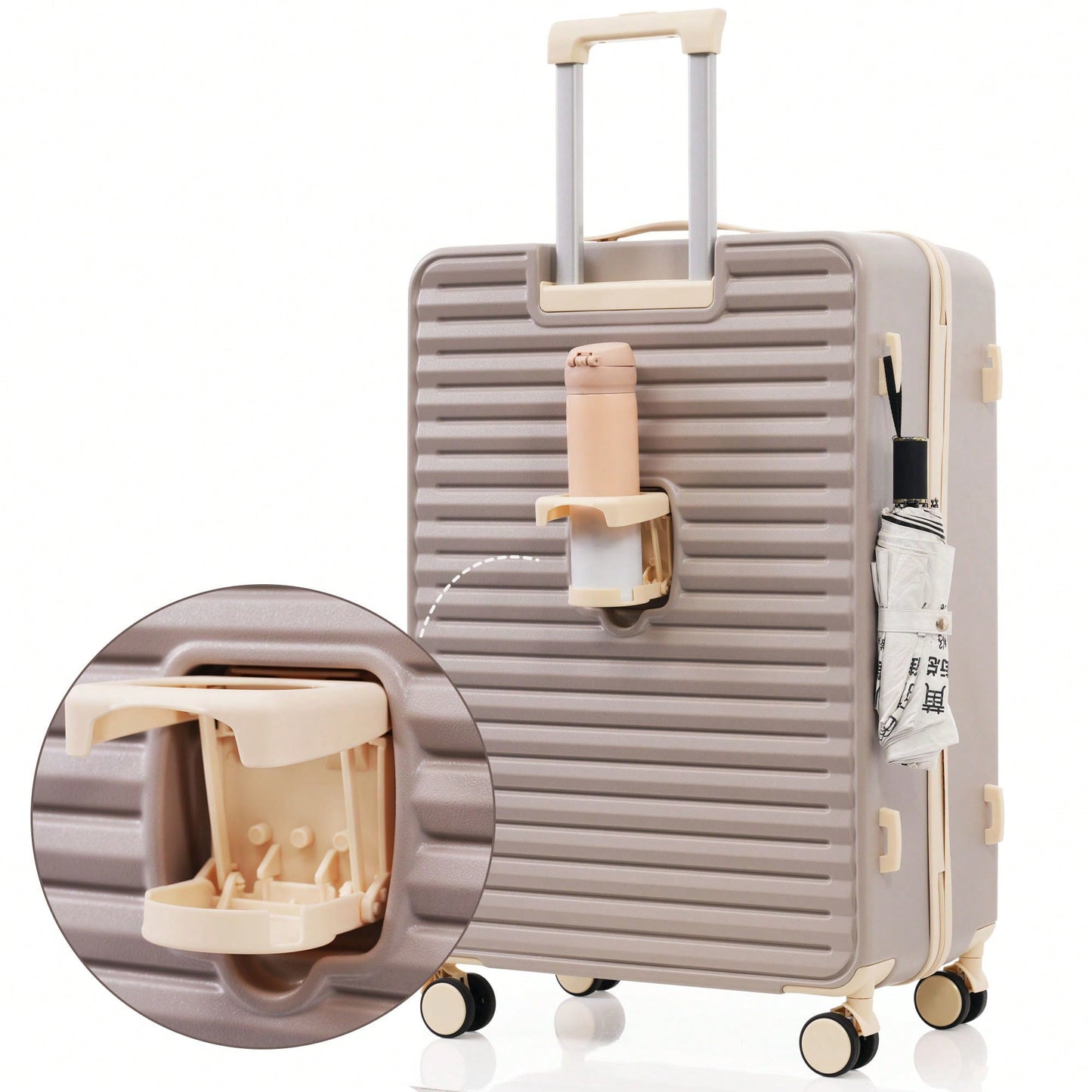 3 Piece Hard Shell Luggage Set With Front Pocket, 20 24 Inch Carry-On Bags, TSA Lock, USB Port, Universal Wheels, Gradient Blue Design