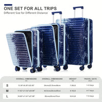 3 Piece Hard Shell Luggage Set With Front Pocket, 20 24 Inch Carry-On Bags, TSA Lock, USB Port, Universal Wheels, Gradient Blue Design