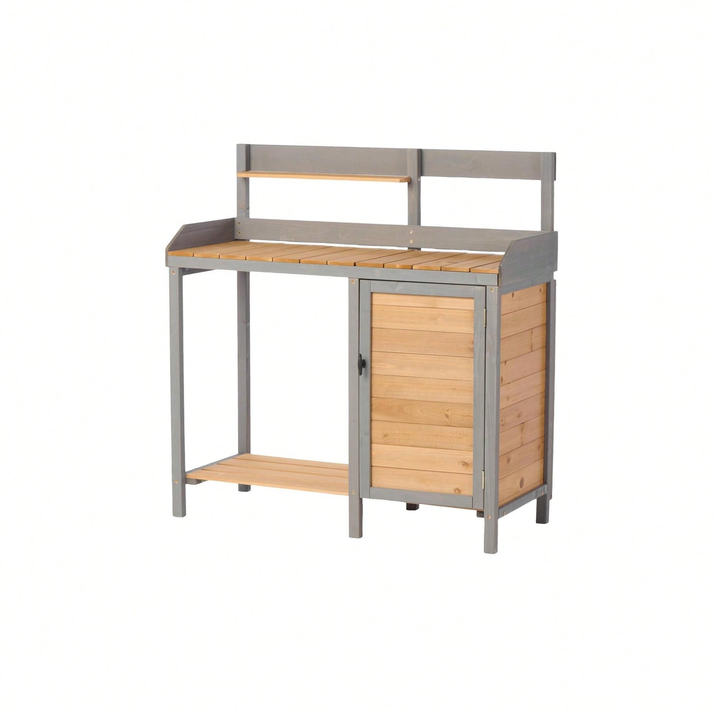 Wooden Outdoor Potting Bench With Storage Cabinet For Garden Supplies And Tools