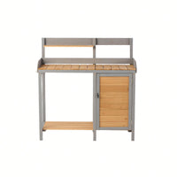 Wooden Outdoor Potting Bench With Storage Cabinet For Garden Supplies And Tools