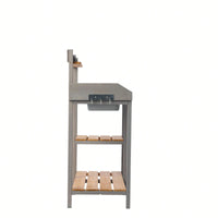 Wooden Outdoor Potting Bench With Storage Cabinet For Garden Supplies And Tools