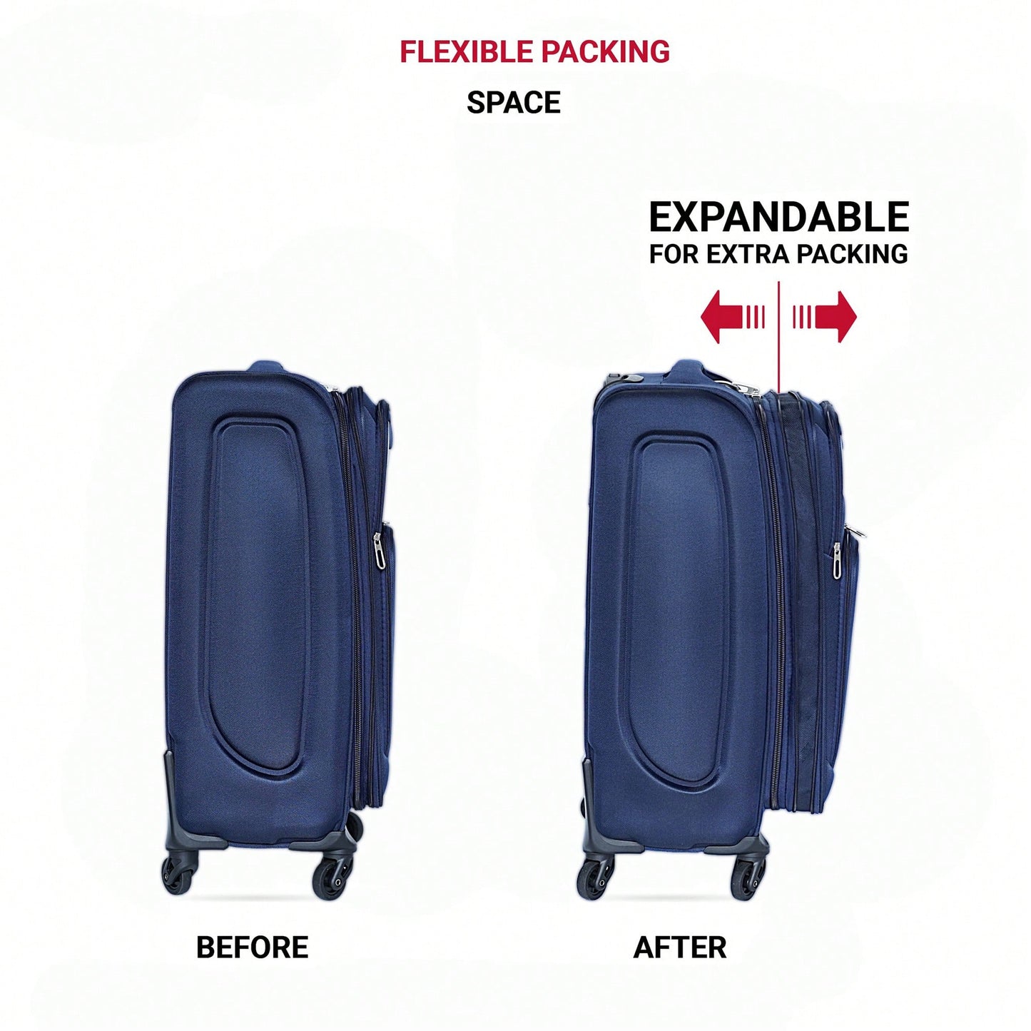 Compact 20 Inch Black Suitcase For Travel With Spinner Wheels And Expandable Design