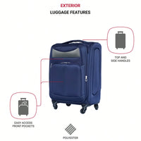 Compact 20 Inch Black Suitcase For Travel With Spinner Wheels And Expandable Design