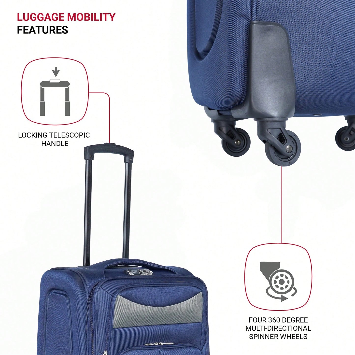 Compact 20 Inch Black Suitcase For Travel With Spinner Wheels And Expandable Design