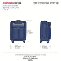 Compact 20 Inch Black Suitcase For Travel With Spinner Wheels And Expandable Design