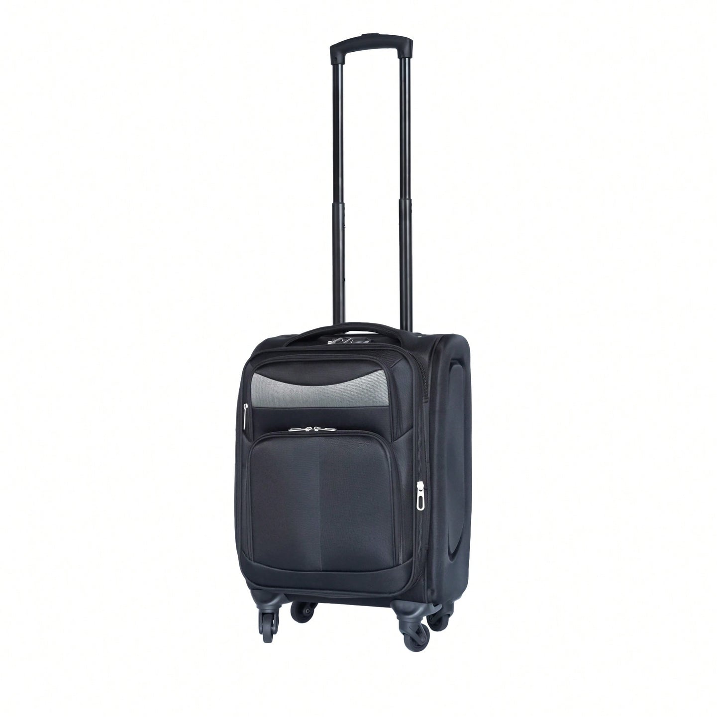 Compact 20 Inch Black Suitcase For Travel With Spinner Wheels And Expandable Design