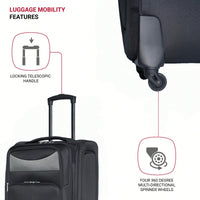 Compact 20 Inch Black Suitcase For Travel With Spinner Wheels And Expandable Design