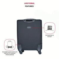 Compact 20 Inch Black Suitcase For Travel With Spinner Wheels And Expandable Design