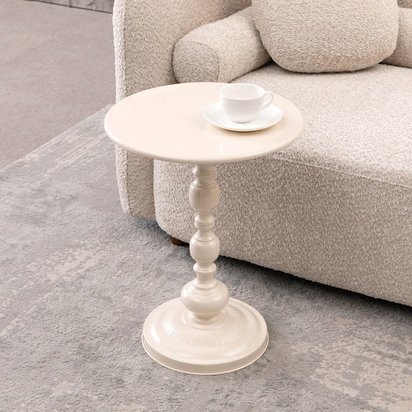 Vintage Round Metal Accent Table For Small Spaces Living Room Bedroom Sofa Nightstand