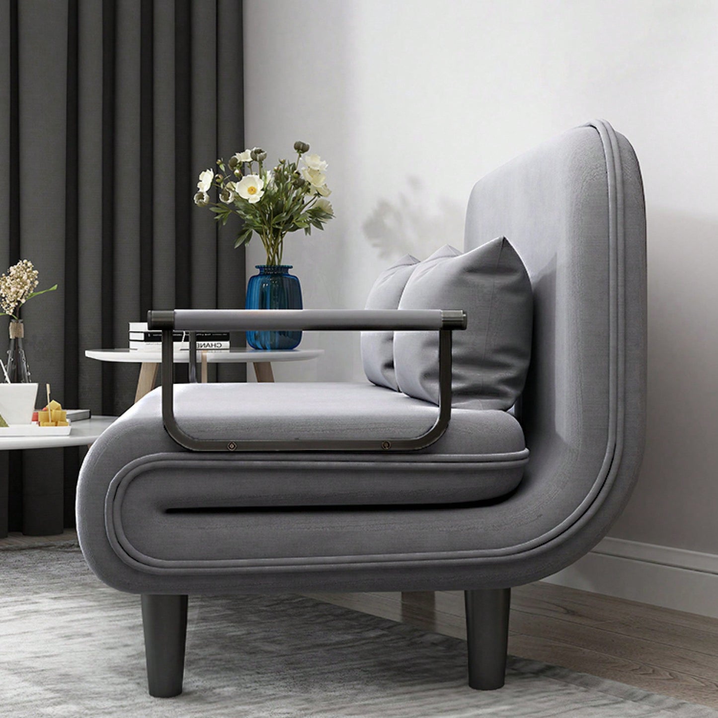 Stylish Grey Folding Sofa Chair For Space-Saving Comfort And Versatile Seating