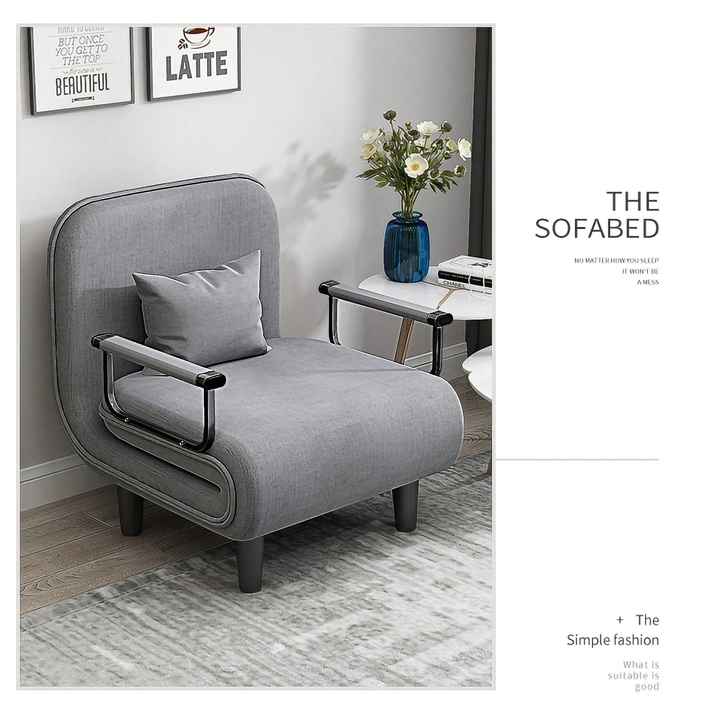 Stylish Grey Folding Sofa Chair For Space-Saving Comfort And Versatile Seating