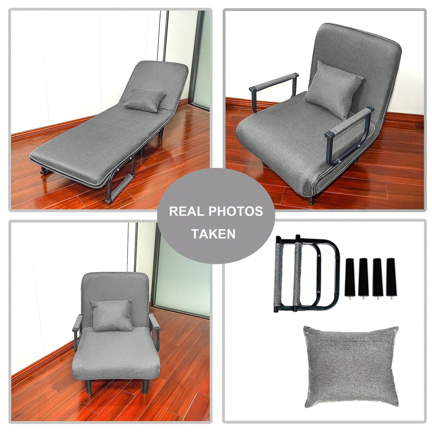 Stylish Grey Folding Sofa Chair For Space-Saving Comfort And Versatile Seating