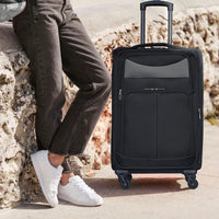 24 Inch Black Hard Shell Suitcase With Spinner Wheels And Expandable Design For Travel