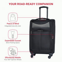 24 Inch Black Hard Shell Suitcase With Spinner Wheels And Expandable Design For Travel