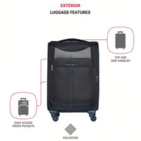 24 Inch Black Hard Shell Suitcase With Spinner Wheels And Expandable Design For Travel