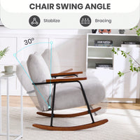 Stylish Metal Frame Rocking Chair For Living Room Modern Accent Armchair