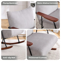 Stylish Metal Frame Rocking Chair For Living Room Modern Accent Armchair