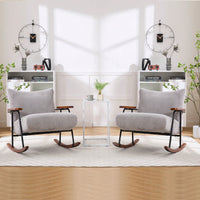 Stylish Metal Frame Rocking Chair For Living Room Modern Accent Armchair