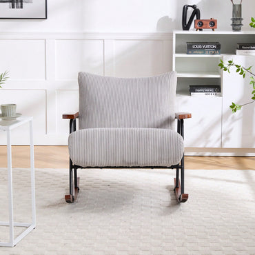 Stylish Metal Frame Rocking Chair For Living Room Modern Accent Armchair