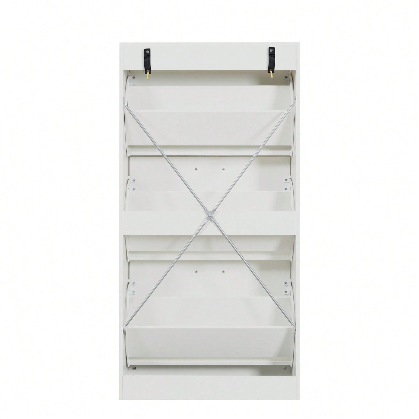 Modern White Slender Shoe Cabinet With 3 Upside Down Drawers For Corridor Bedroom Or Living Room Entrance