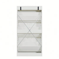 Modern White Slender Shoe Cabinet With 3 Upside Down Drawers For Corridor Bedroom Or Living Room Entrance