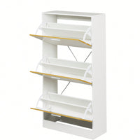 Modern White Slender Shoe Cabinet With 3 Upside Down Drawers For Corridor Bedroom Or Living Room Entrance