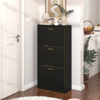 Modern White Slender Shoe Cabinet With 3 Upside Down Drawers For Corridor Bedroom Or Living Room Entrance
