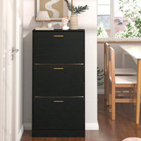Modern White Slender Shoe Cabinet With 3 Upside Down Drawers For Corridor Bedroom Or Living Room Entrance