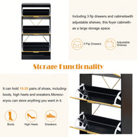 Modern White Slender Shoe Cabinet With 3 Upside Down Drawers For Corridor Bedroom Or Living Room Entrance