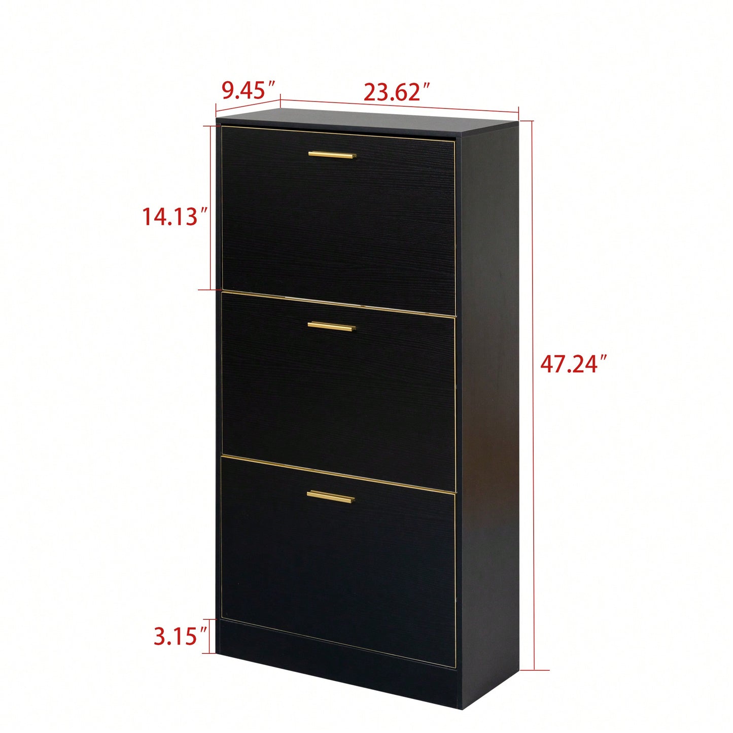 Modern White Slender Shoe Cabinet With 3 Upside Down Drawers For Corridor Bedroom Or Living Room Entrance