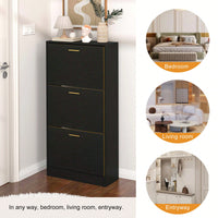 Modern White Slender Shoe Cabinet With 3 Upside Down Drawers For Corridor Bedroom Or Living Room Entrance