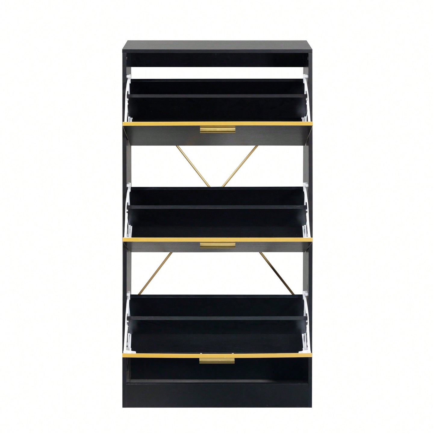 Modern White Slender Shoe Cabinet With 3 Upside Down Drawers For Corridor Bedroom Or Living Room Entrance