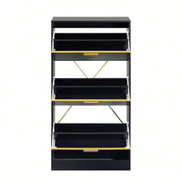 Modern White Slender Shoe Cabinet With 3 Upside Down Drawers For Corridor Bedroom Or Living Room Entrance