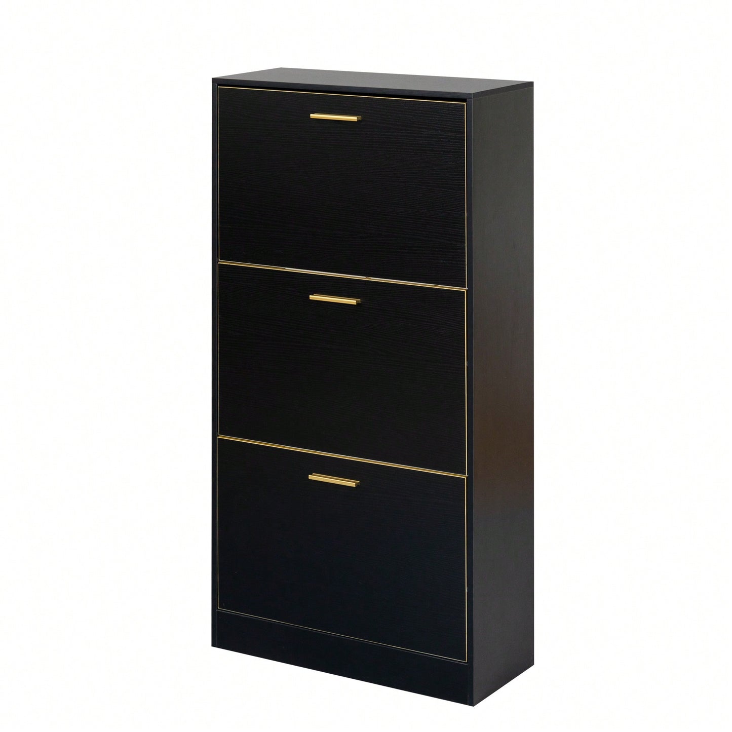 Modern White Slender Shoe Cabinet With 3 Upside Down Drawers For Corridor Bedroom Or Living Room Entrance