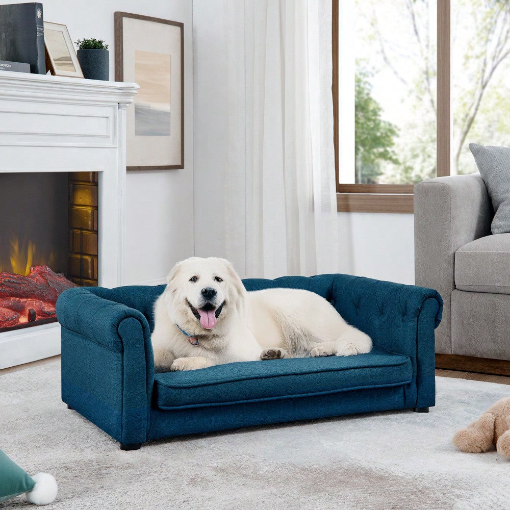 Stylish Elevated Dog Sofa Bed For Medium And Large Dogs, Durable And Comfortable Pet Couch In Blue