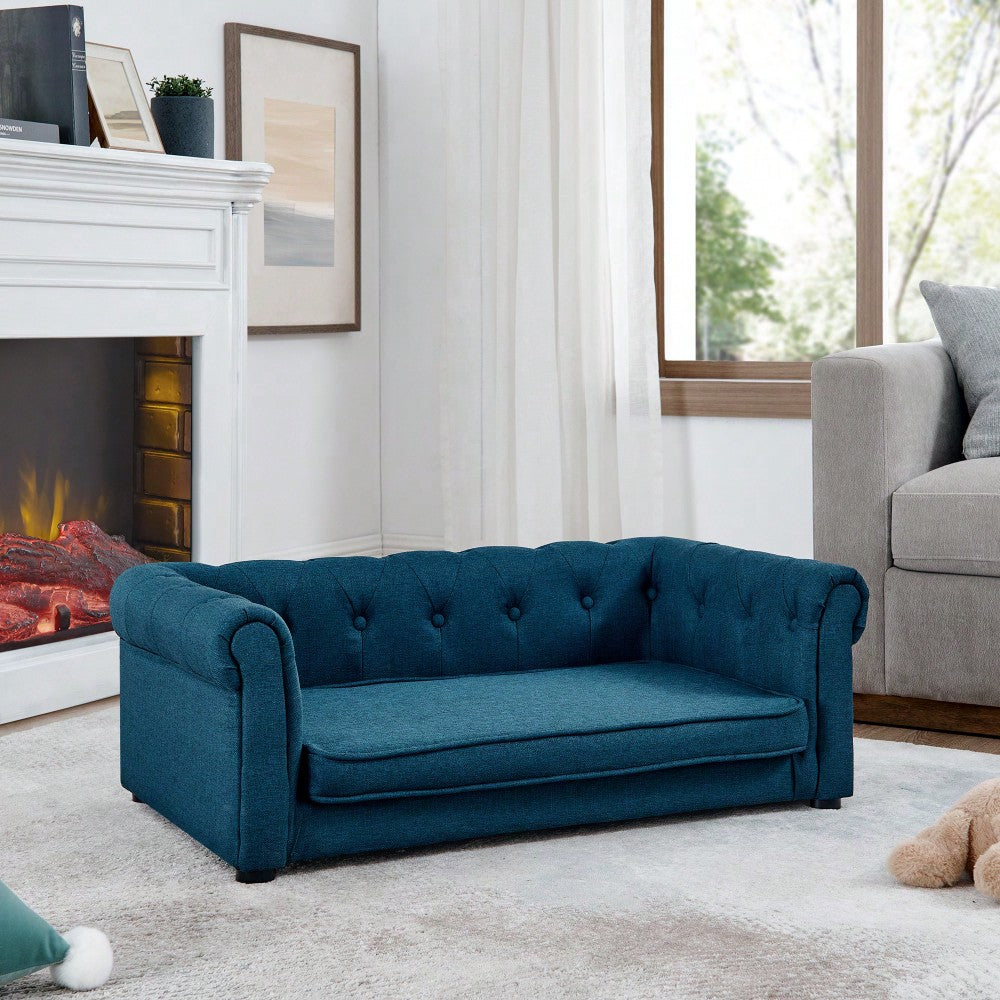 Stylish Elevated Dog Sofa Bed For Medium And Large Dogs, Durable And Comfortable Pet Couch In Blue